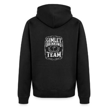 Gimlet Drinking Team T-Shirt - Cocktail Alkoholiker - Unisex Premium Bio Zip Hoodie - Schwarz - Hinten - Nico (187cm)