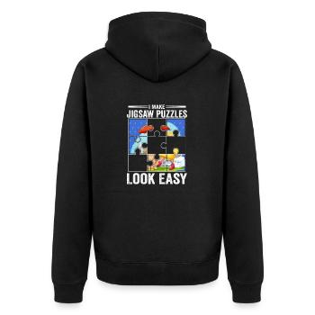 I Make Jigsaw Puzzles Look Easy Solving Piece - Unisex Premium Bio Zip Hoodie - Schwarz - Hinten - Nico (187cm)