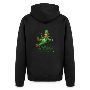 Glücksbringer Kobold - Unisex Premium Bio Zip Hoodie - Schwarz - Hinten - Nico (187cm)