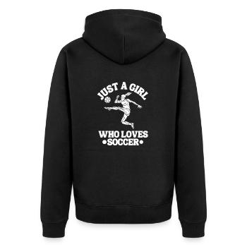 Fußballmannschaft Fußballdesign Fußballspieler - Unisex Premium Bio Zip Hoodie - Schwarz - Hinten - Nico (187cm)