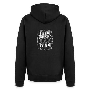 Rum Drinking Team T-Shirt - Destillierter Alkohol - Unisex Premium Bio Zip Hoodie - Schwarz - Hinten - Nico (187cm)