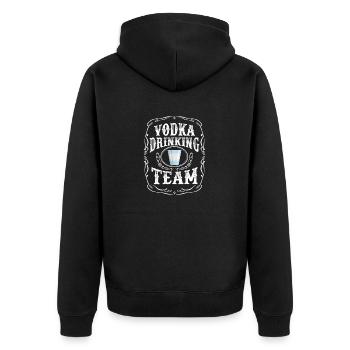 Wodka Drinking Team Destilliertes alkoholisches Getränk - Unisex Premium Bio Zip Hoodie - Schwarz - Hinten - Nico (187cm)