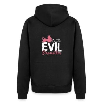 I'm The Evil Stepmother Adoption Bonus Mom - Unisex Premium Organic Zip Hoodie - black - Back - Nico (187cm)