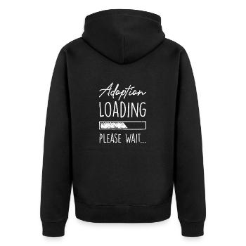 Adoption Loading Please Wait... Family Adopt Chil - Unisex Premium Organic Zip Hoodie - black - Back - Nico (187cm)