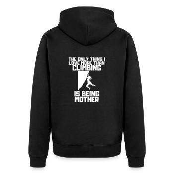 Klettern Kletterer Bergklettern Berg Bergsteigen - Unisex Premium Bio Zip Hoodie - Schwarz - Hinten - Nico (187cm)