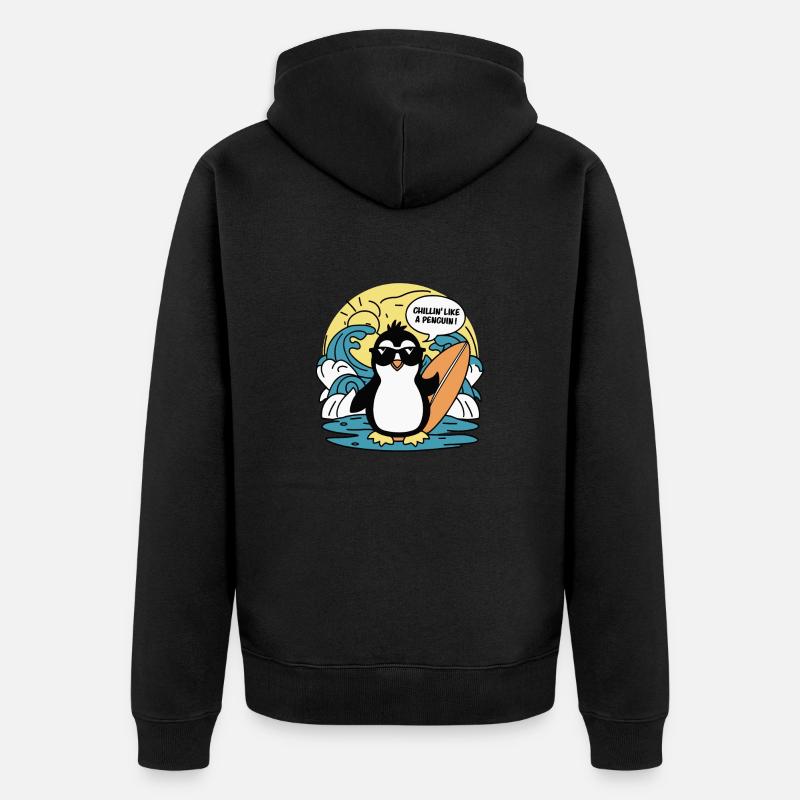 CHILLIN' COMME UN PINGOUIN - Veste à capuche bio Premium Unisexe - noir