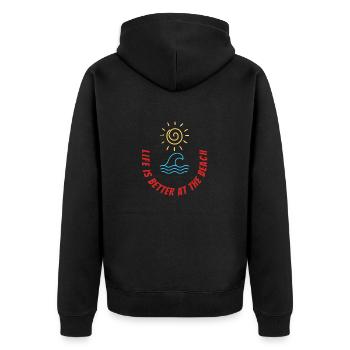 Life is better at the beach - Unisex Premium Organic Zip Hoodie - black - Back - Nico (187cm)