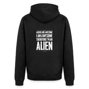 Aliens sind genial Ich bin genial lustig Alien Humor - Unisex Premium Bio Zip Hoodie - Schwarz - Hinten - Nico (187cm)
