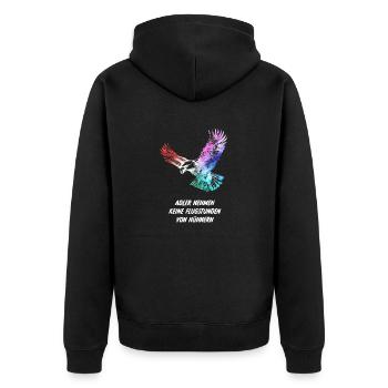 Adler nehmen keine Flugstunden von Hühnern Humor - Unisex Premium Bio Zip Hoodie - Schwarz - Hinten - Nico (187cm)