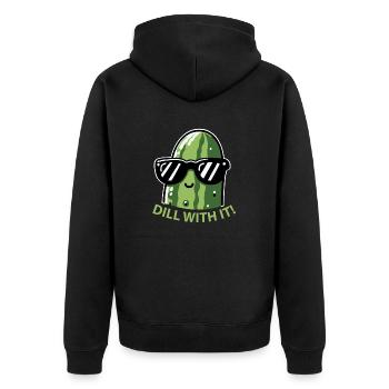 Dill mit lustiger Gurkengurke - Unisex Premium Bio Zip Hoodie - Schwarz - Hinten - Nico (187cm)