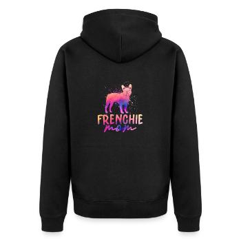 Frenchie Mom French Bulldog Dog Owner - Unisex Premium Bio Zip Hoodie - Schwarz - Hinten - Nico (187cm)