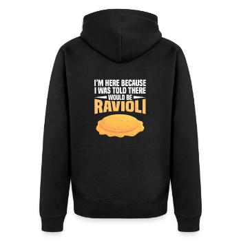 RAVIOLI 6 - Unisex Premium Bio Zip Hoodie - Schwarz - Hinten - Nico (187cm)