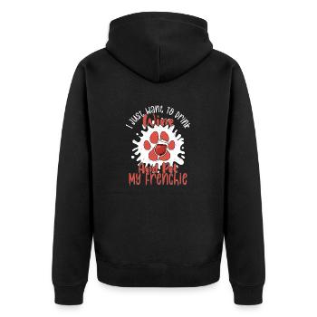 I Just Want To Drink Wine French Bulldog Frenchie - Unisex Premium Bio Zip Hoodie - Schwarz - Hinten - Nico (187cm)