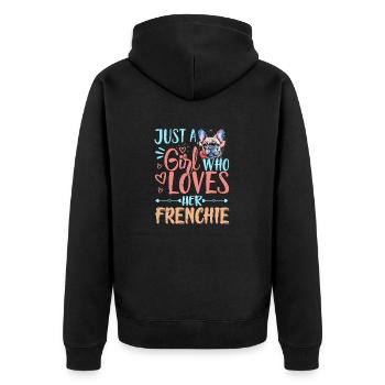 Juste une fille qui aime son bouledogue français Frenchie - Veste à capuche bio Premium Unisexe - noir - Dos - Nico (187cm)