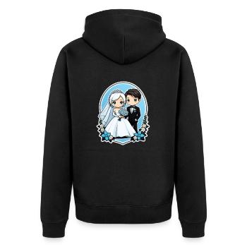 just married - pour mariage - Veste à capuche bio Premium Unisexe - noir - Dos - Nico (187cm)