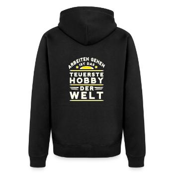 Hobbies - Unisex Premium Organic Zip Hoodie - black - Back - Nico (187cm)