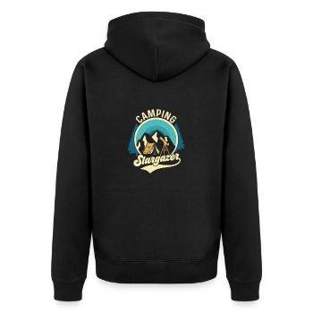 Camping Stargazer Astronomy Stars Planets - Unisex Premium Bio Zip Hoodie - Schwarz - Hinten - Nico (187cm)