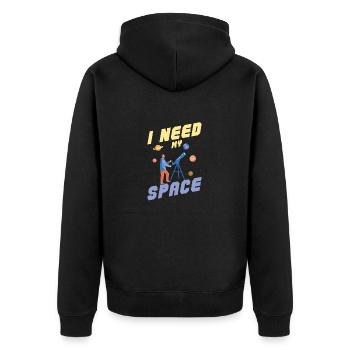 I Need My Space Stargazer Telescope Astronomy - Unisex Premium Bio Zip Hoodie - Schwarz - Hinten - Nico (187cm)