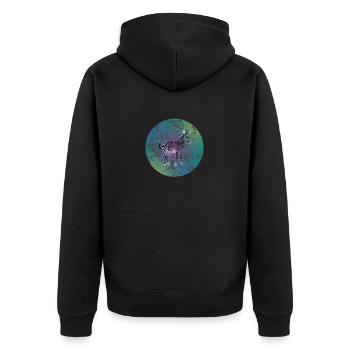 Retro Zebra Kreis Lustige Streifen Tier Cool Wortspiel - Unisex Premium Bio Zip Hoodie - Schwarz - Hinten - Nico (187cm)