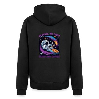 Pizza & Coffee Area - Unisex Premium Organic Zip Hoodie - black - Back - Nico (187cm)
