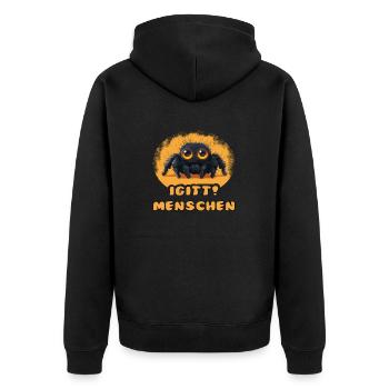 Lustige Igitt ! Menschen Spinne - Unisex Premium Bio Zip Hoodie - Schwarz - Hinten - Nico (187cm)