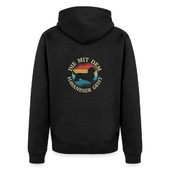 Die mit dem Havaneser geht Hunde Mama Hund Frauche - Unisex Premium Bio Zip Hoodie - Schwarz - Hinten - Nico (187cm)