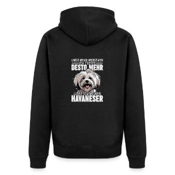 Liebe ich meinen Havaneser Hund Frauchen Hunde Mam - Unisex Premium Bio Zip Hoodie - Schwarz - Hinten - Nico (187cm)