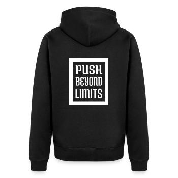 bday endurance mindset humor enthusiasts - Unisex Premium Bio Zip Hoodie - Schwarz - Hinten - Nico (187cm)