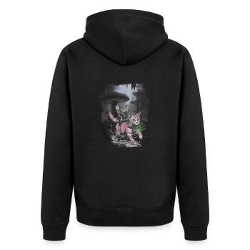 Aventure, Voyage, Chat, Rat, Excursion, Voyageur - Veste à capuche bio Premium Unisexe - noir - Dos - Nico (187cm)