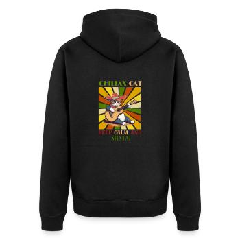 Chillax Cat is playing mexican music on guitar. - Unisex Premium Organic Zip Hoodie - black - Back - Nico (187cm)