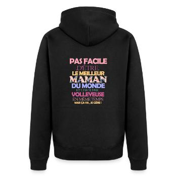 Pas facile super maman cuisinière - Veste à capuche bio Premium Unisexe - noir - Dos - Nico (187cm)