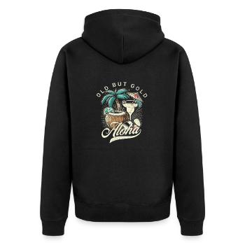 Old but Gold Aloha - Unisex Premium Bio Zip Hoodie - Schwarz - Hinten - Nico (187cm)