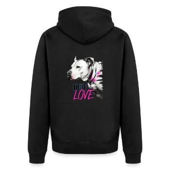 hunde liebe , hunde true love - Unisex Premium Bio Zip Hoodie - Schwarz - Hinten - Nico (187cm)