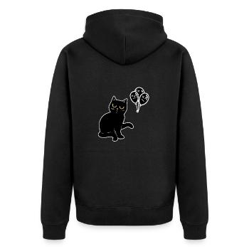 Schwarzer Kater Katze Halloween Luftballons - Unisex Premium Bio Zip Hoodie - Schwarz - Hinten - Nico (187cm)