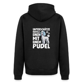 Man with a Poodle Dog Miniature Poodle Master Dog - Unisex Premium Organic Zip Hoodie - black - Back - Nico (187cm)