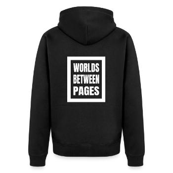 literature appreciation funny sayings happy - Unisex Premium Bio Zip Hoodie - Schwarz - Hinten - Nico (187cm)