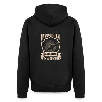 An Old Man With A Cue Stick Billard Pool Billiard - Unisex Premium Bio Zip Hoodie - Schwarz - Hinten - Nico (187cm)