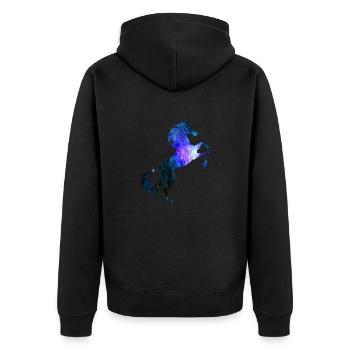 Einhorn Galaxie Symbol T-Shirt Universum Magisch - Unisex Premium Bio Zip Hoodie - Schwarz - Hinten - Nico (187cm)