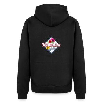 Honolulu City Hawaii United States Vintage - Unisex Premium Organic Zip Hoodie - black - Back - Nico (187cm)