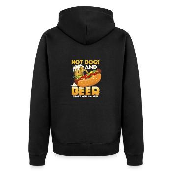 Hot Dogs And Beer That's Why I'm Here Foodie Wiene - Unisex Premium Bio Zip Hoodie - Schwarz - Hinten - Nico (187cm)