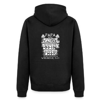 Wikinger Dad - Unisex Premium Bio Zip Hoodie - Schwarz - Hinten - Nico (187cm)