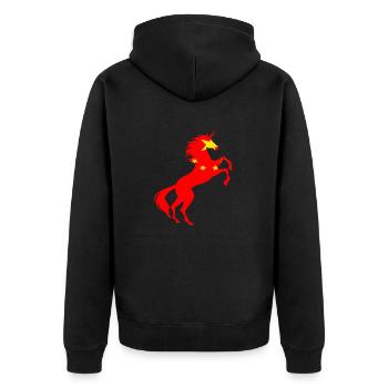 Unicorn China Flag T-Shirt Magical Unicorn Chinese - Unisex Premium Organic Zip Hoodie - black - Back - Nico (187cm)