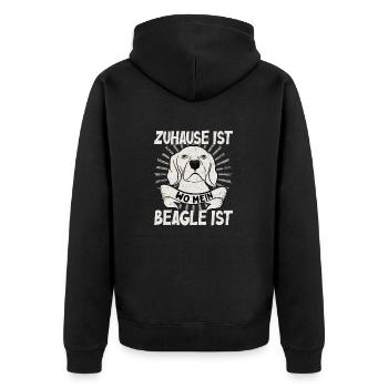 Zuhause ist wo mein Beagle ist - Unisex Premium Bio Zip Hoodie - Schwarz - Hinten - Nico (187cm)
