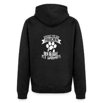 Beware of the owner of the Beagle is harmless - Unisex Premium Organic Zip Hoodie - black - Back - Nico (187cm)