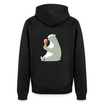 Ours polaire avec crème glacée - Veste à capuche bio Premium Unisexe - noir - Dos - Nico (187cm)