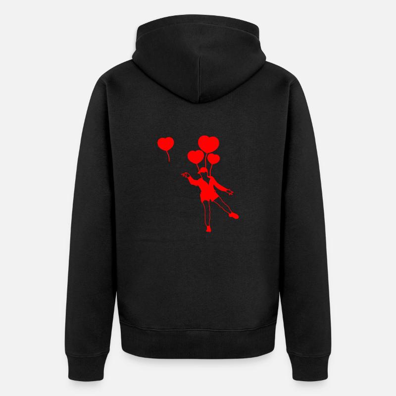 Ballons de cœur ascendants - Veste à capuche bio Premium Unisexe - noir