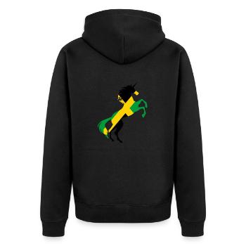 Chemise drapeau Licorne Jamaïque Licorne Magique Jamaïque - Veste à capuche bio Premium Unisexe - noir - Dos - Nico (187cm)