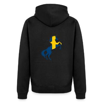 Licorne Suède Drapeau T-Shirt Licorne Magique Suédois - Veste à capuche bio Premium Unisexe - noir - Dos - Nico (187cm)