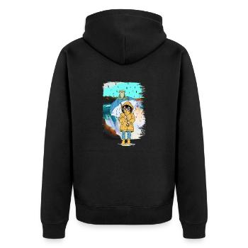 Frosch Mädchen Regen Wetter Kröte Kind - Unisex Premium Bio Zip Hoodie - Schwarz - Hinten - Nico (187cm)