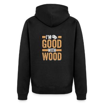 Carpenter's Pride - Master of the Woodcraft - Unisex Premium Bio Zip Hoodie - Schwarz - Hinten - Nico (187cm)